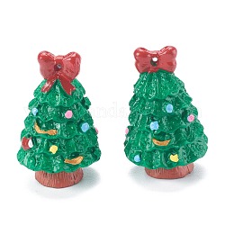 Ciondoli di resina, per il giorno di natale, albero di Natale, verde, 37x23x22.5mm, Foro: 1 mm