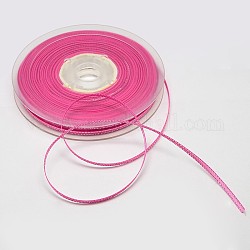 Doppelkante Silberfaden Ripsband für Hochzeit Festdekoration , neon rosa , 3/8 Zoll (9 mm), etwa 100 yards / Rolle (91.44 m / Rolle)