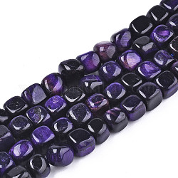 Natural Tiger Eye Beads Strands, Dyed, Cube, Indigo, 7x7~8x7~8mm, Hole: 1mm, about 50~52pcs/strand, 14.57~14.96 inch(37~38cm)
