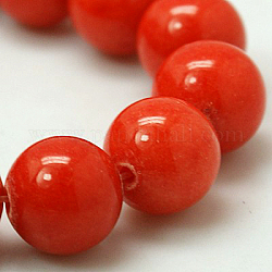 Естественно Mashan нефрита круглые бусины нити, окрашенные, оранжево-красный, 6 мм, отверстие : 1 мм, около 69 шт / нитка, 15.7 дюйм