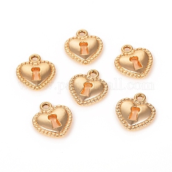 Alloy Pendants, Heart Lock, Light Gold, 14x16.4x3mm, Hole: 1.8mm