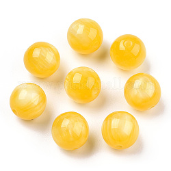Perles en résine, pierre d'imitation, ronde, or, 19.5~20mm, Trou: 2.5mm