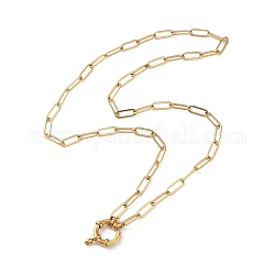 316 ожерелье с подвеской в виде кольца из хирургической нержавеющей стали, с цепями скрепки, золотые, 16.54 дюйм (42 см)