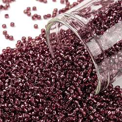 TOHO Round Seed Beads, Japanese Seed Beads, (2113) Silver Lined Milky Pomegranate, 15/0, 1.5mm, Hole: 0.7mm, about 3000pcs/10g