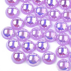 ABSプラスチックパール調カボション  ABカラーメッキ  半円  紫色のメディア  10x5mm  2000個/袋
