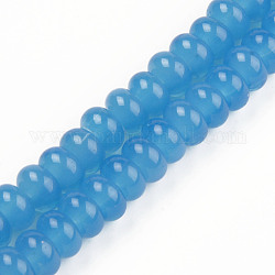 Fili di perline do vetro trasparente, vetro d'imitazione di giada, rondelle, dodger blu, 7.5~8.5x4~5mm, Foro: 1 mm, circa 77~91pcs/filo, 14.72 pollice ~ 16.30 pollici (37.4~41.4 cm)
