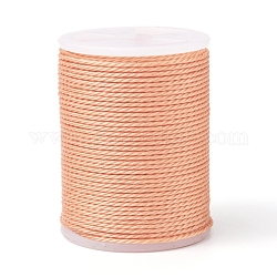 Cordón redondo de poliéster encerado, cordón encerado de taiwán, cuerda retorcida, salmón claro, 1mm, alrededor de 12.02 yarda (11 m) / rollo