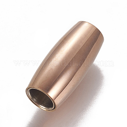 304 fermoirs magnétiques en acier inoxydable avec emembouts à coller, riz, or rose, 21x9.5mm, Trou: 6mm