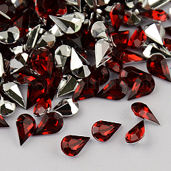 Garment Accessories Pointed Back Taiwan Acrylic Rhinestone Cabochons, Faceted Teardrop, Dark Red, 5x3x2mm