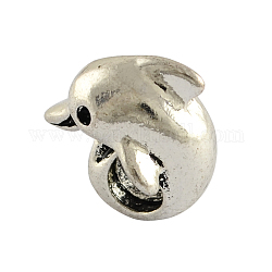 Perline europei in lega di stile tibetano dei delfini, perline con foro grande, cadmio & nichel &piombo libero, argento antico, 14x14x10mm, Foro: 4.5 mm, circa 420pcs/1000g