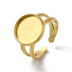 Placcatura ionica (ip) 304 impostazioni dell'anello del polsino in acciaio inossidabile, tondo, oro, vassoio: 12mm, 2.8~7.5mm, diametro interno: 18mm