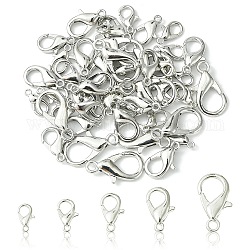 50Pcs 5 Styles Zinc Alloy Lobster Claw Clasps, Parrot Trigger Clasps, Jewelry Making Findings, Platinum, 10~21x6~12mm, Hole: 1~2mm, 10pcs/style