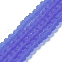 Transparent Glass Beads Strands, Faceted, Frosted, Rondelle, Medium Purple, 3.5mm, Hole: 1mm
