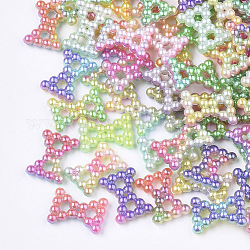 Arcoiris abs plástico imitación perla enlaces, gradiente sirena perla, lazo, color mezclado, 12x9x2mm, agujero: 1.8 mm, aproximamente 1000 unidades / bolsa