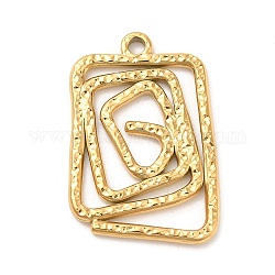 Ion Plating(IP) 304 Stainless Steel Pendants, Rectangle Charm, Golden, 28x19x1.8mm, Hole: 1.8mm
