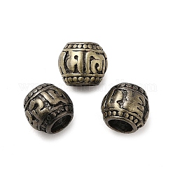 Perles européennes en laiton plaqué sur support de style tibétain, Plaqué longue durée, Perles avec un grand trou   , rondelle avec mantra à six caractères, bronze antique brossé, 8x7mm, Trou: 4.5mm
