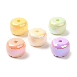 UV Plating Rainbow Iridescent Acrylic Beads, Column, Mixed Color, 19x14mm, Hole: 3.8mm