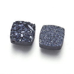 Imitation Druzy Edelstein Harz Perlen, Viereck, Schwarz, 10x10x3~4.5 mm, Bohrung: 1.2 mm