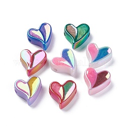 Placage uv perles acryliques opaques, deux tons, cœur, couleur mixte, 21.5x21.5x8.5mm, Trou: 3.3mm