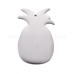 304 Stainless Steel Pendants, Stamping Blank Tag, Pineapple, Stainless Steel Color, 34x21x1mm, Hole: 1.2mm