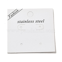Papier-Vitrinenkarte mit Wort „Edelstahl“., für Ohrringe verwendet, Viereck, weiß, 5.5x5.5x0.05 cm