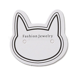 100 pz. Schede espositive per gioielli in carta a forma di testa di gatto, bianco, 3.5x3.5x0.05cm
