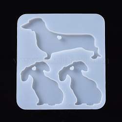 Stampi in silicone per ciondoli per cani, stampi per colata di resina, per resina uv, creazione di gioielli in resina epossidica, bianco, 104x95.5x5.5mm, cane: 47.5x70 mm e 47.5x32.5 mm
