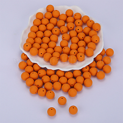 Perles focales rondes en silicone, perles à mâcher pour les jouets de dentition, Diy soins infirmiers colliers faisant, orange, 15mm, Trou: 2mm