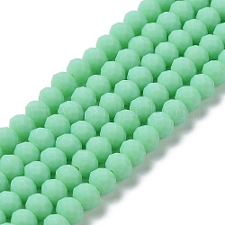 Chapelets de perles en verre, facette, mat, rondelle, vert printemps moyen, 2.5mm, Trou: 1mm, Environ 195 pcs/chapelet, 11 pouce (27.5 cm)