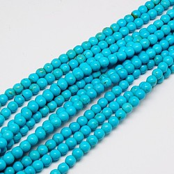 Chapelets de perles en turquoise synthétique, teinte, ronde, bleu profond du ciel, 12mm, Trou: 1mm, environ 500 pcs/1000 g