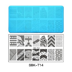 Plaques d'estampage d'art d'ongle en acier inoxydable, modèles d'image d'ongle, rectangle, Motif géométrique, 120x60x0.5mm