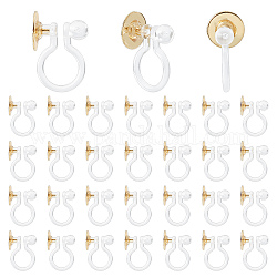 DICOSMETIC 60Pcs Plastic Clip-on Earring Components, with Stainless Steel Round Flat Pad, Golden, 12x9x6mm, Tray: 6mm