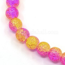 Electroplate Synthetic Crackle Quartz Round Beads Strands, Dyed, Gold, 8mm, Hole: 1mm, about 54pcs/strand, 15.55inch