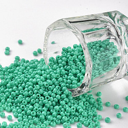 11/0 Grade A Baking Paint Glass Seed Beads, Round, Aquamarine, 2.3x1.5mm, Hole: 1mm, about 5300pcs/50g