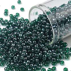 Toho perline rotonde, perline giapponesi, (118) smeraldo verde brillante trasparente, 8/0, 3mm, Foro: 1 mm, circa 1110pcs/50g