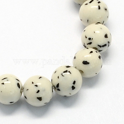 Bolas de Piedras Preciosas sintética hebras, imitación bodh budista, redondo, blanco, 10mm, agujero: 1 mm, aproximamente 40 pcs / cadena, 15.7 pulgada