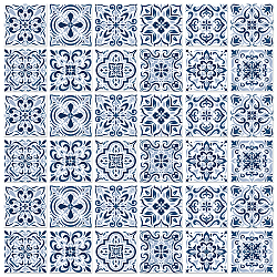 CHGCRAFT 36PCS Bohemian Peel and Stick Tile Stickers 4x4 inch Wall Stickers Waterproof Detachable PVC Wall Tile Stickers for Kitchen Washroom Bedroom Wall Table Office, Blue and White