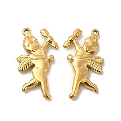 Ion Plating(IP) 
304 Stainless Steel Pendants, Cupid Charm, Real 18K Gold Plated, 29x17x4mm, Hole: 1.2mm