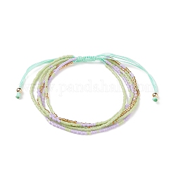 Braccialetti di perline intrecciate con perline di vetro regolabili, bracciali multifilo per donna, turchese, diametro interno: 2~3-1/8 pollice (5~8 cm)