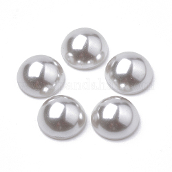 Cabujones de perlas de imitación de plástico ecológico, alto brillo, Grado A, semicírculo, gris claro, 16x8mm