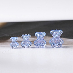 Décoration d'art d'ongle de résine colorée d'aurore, forme d'ours 3d, pour la fabrication de bijoux nail art design, bleuet, 9x7.5x4.5mm