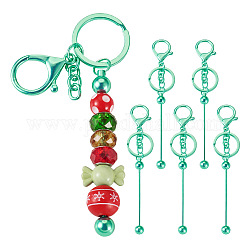 Spritewelry 5 Stück Perlen-Schlüsselanhänger aus Legierung und Messing für Schmuckherstellung, DIY-Handwerk, mit Karabiner, dunkeltürkis, 15.8x2.4 cm