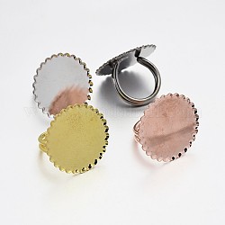 Cuff Flat Round Brass Pad Finger Ring Settings, Mixed Color, Tray: 25mm, 17mm