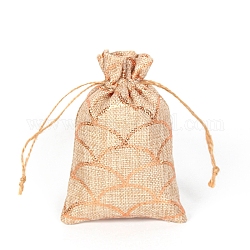 Bolsas de embalaje de arpillera con estampado en caliente rectangulares, bolsas con cordón, para la Navidad, Fiesta de bodas y embalaje artesanal de diy, ventilador, 15x10 cm