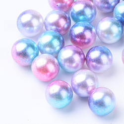 Regenbogen Acryl Nachahmung Perlen, Farbverlauf Meerjungfrau Perlen, kein Loch, Runde, Deep-Sky-blau, 10 mm, ca. 1000 Stk. / 500 g