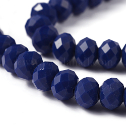 1 Strand Solid Blue Color Crystal Glass Rondelle Beads Strands, Faceted, 8x6mm, Hole: 1mm, about 71pcs/strand, 16.5 inch