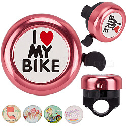 J'aime mon vélo cloches de vélo en alliage, avec trouvaille en plastique et autocollant en résine, accessoires de vélo, ronde, rose, 54x69x53mm