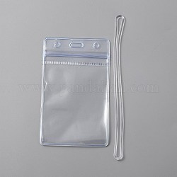 Transparent PVC Plastic Luggage Tag Bag, Vertical, for Suitcase, Travel Bag, Clear, 112x68x1.5mm, Inner Diameter: 90x63mm, Band: 150x8x2.5mm