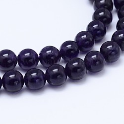 Hebras de perlas redondas de amatista naturales, grado a +, 8mm, agujero: 1 mm, aproximamente 49 pcs / cadena, 15.5 pulgada