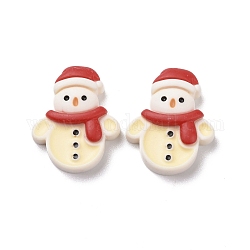 Christmas Theme Opaque Resin Cabochons, DIY Accessories, Snowman, Red, 25.5x12x7mm